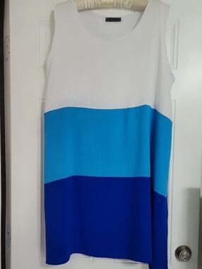 Colorblock Sleeveless Midi Dress in White and Blue by Nic+Zoe